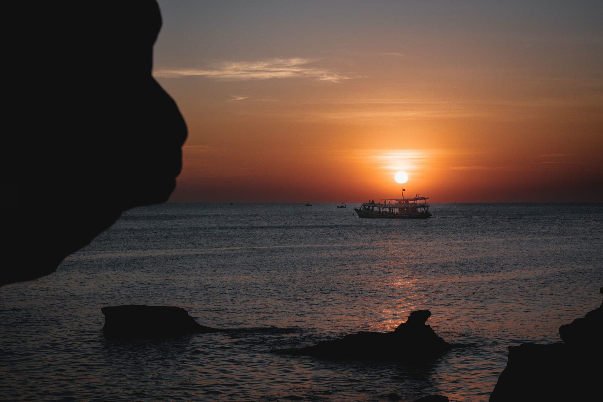 Fishing boat at sunset off Phu Quoc, Vietnam